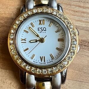 ESQ esquire swiss ladies two-tone dress watch NEW BATTERY